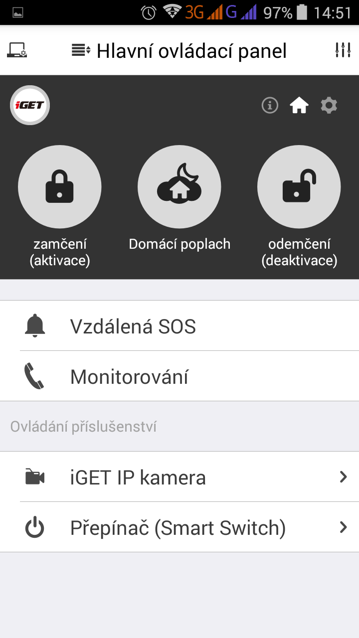 iGET SECURITY M3 aplikace